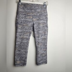 Lululemon Wunder Under High Rise Cropped Leggings Black White Speckled Size 8.